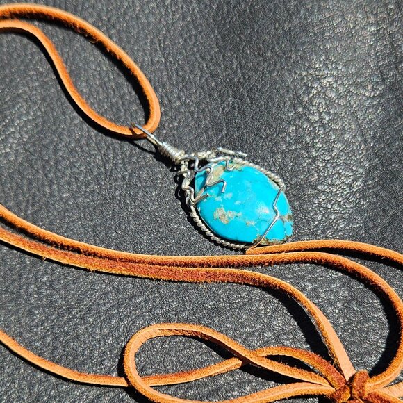 Southwest Turquoise and Sterling Silver Pendant - Picture 7 of 7
